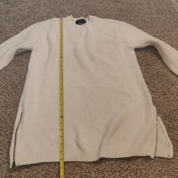 PacSun Women's Pullover Sweater White Size M Longer Fit Crew Neck Zip Sides BO - Picture 6 of 7